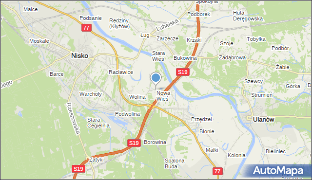 mapa Nowa Wieś, Nowa Wieś gmina Nisko na mapie Targeo